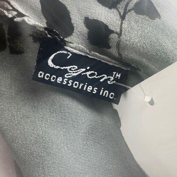 Cejon Sheer Silk Rectangular Scarf Branches Leaves Print - Picture 6 of 7